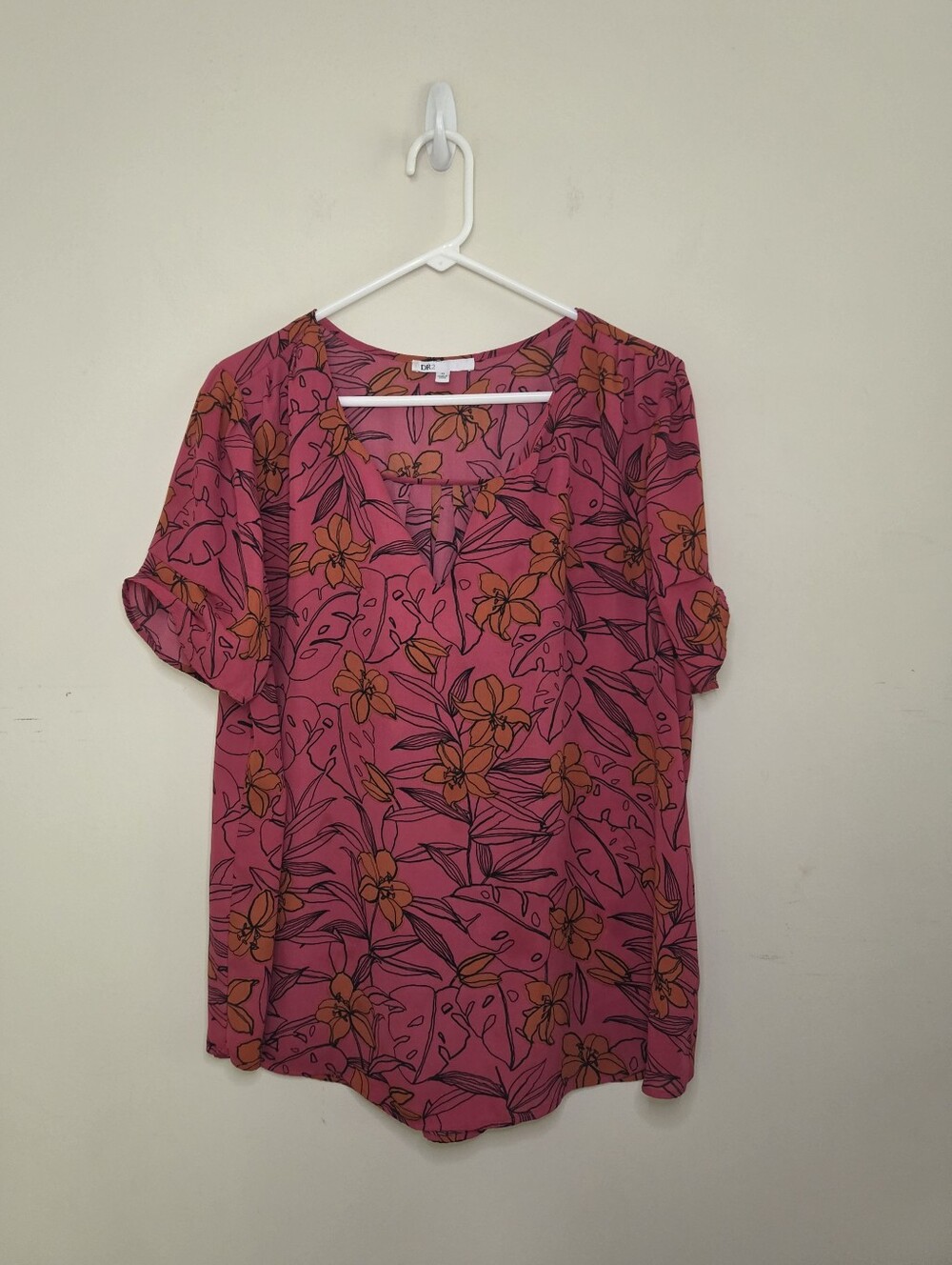 Women's DR2 Floral Print Blouse Sz XL